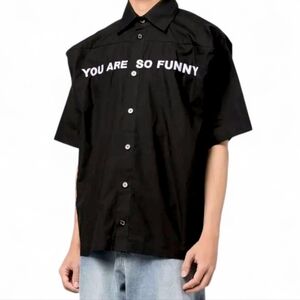 NATASHA ZINKO You Are So Funny Men's XL BUTTON DOWN Short Sleeve Shirt UNISEX